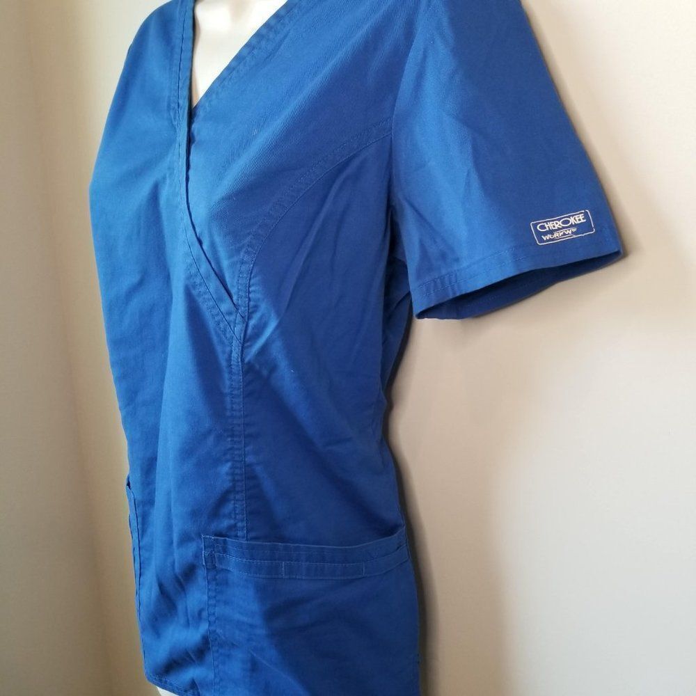 Cherokee Mock Wrap Scrub Top - Picture 3 of 6